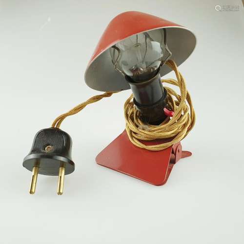 Klemmlampe- Metallschirm, rot gefasst,1-flammig el…