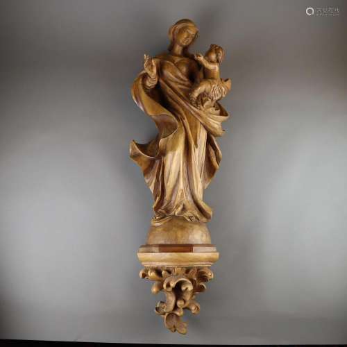 Madonna mit Kind - 20. Jahrhundert, Holz, vollrund…