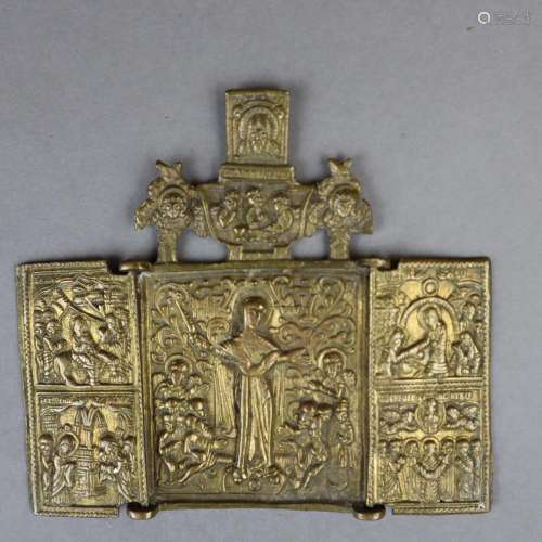 Reiseikone - Russland, 19.Jh., Bronze, Vergoldungs…
