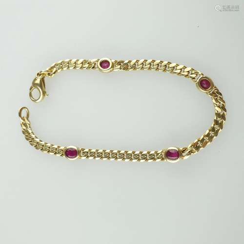 Gold-Armband mit Rubinen - 14 K Gelbgold, 