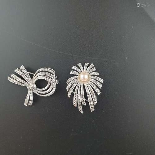 Zwei Broschen - Sterling Silber, beide gemarkt, Sc…