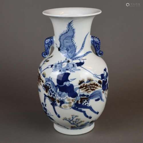 Balustervase - China, Dekor in Unterglasurblau und…