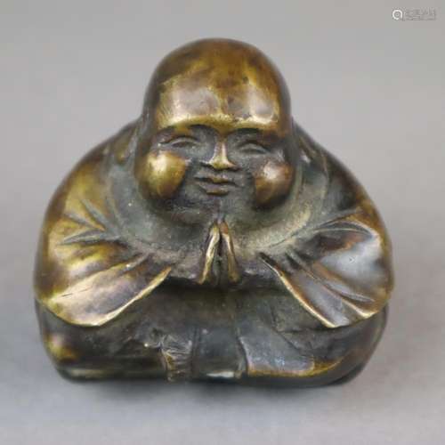 Miniatur-Budai/Talisman - China, Bronze, die Hände…