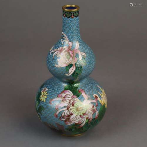 Cloisonnévase - China, Doppelkürbisform, allseits …