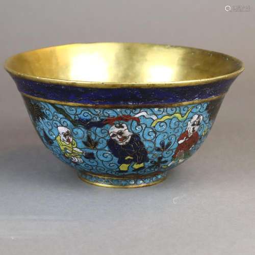 A CLOISONNÉ ENAMEL AND GILT BRONZE 'BIRDS AND FLOW…