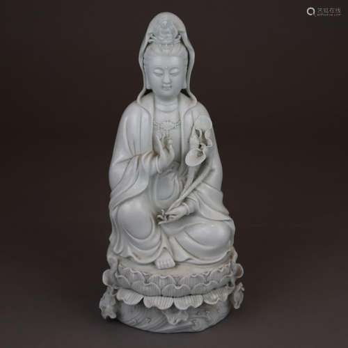 A Chinese Dehua white-glazed figure of Guanyin - C…