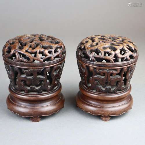 A PAIR OF HUANGHUALI 'DRAGONS' CENSER,QING DYNASTY…