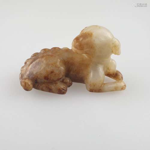 Jade Figure of a Dog Lying Down - China, Qing dyna…