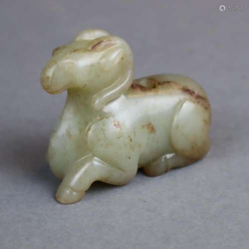 Jade Figure of a Ram - China, Ming dynasty, white …
