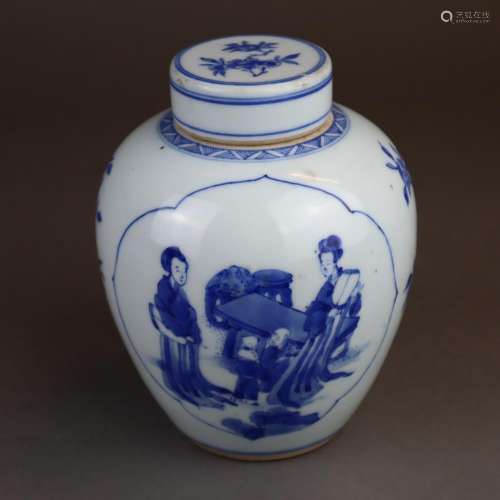 A Blue and White Lidded Jar - China, Qing dynasty,…