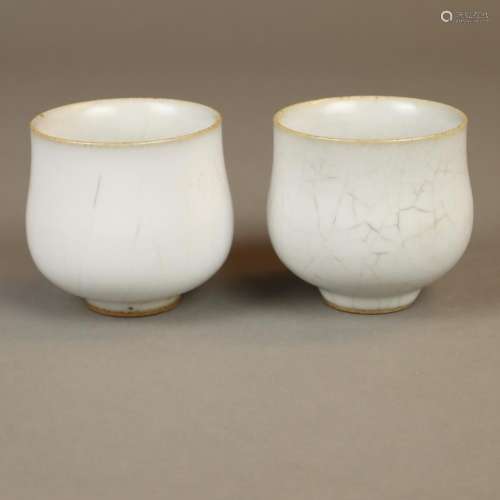 Two wine cups - China 20th century, ceramic with g…