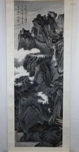 Feng Chaoran, mountain landscape in the clouds, co…