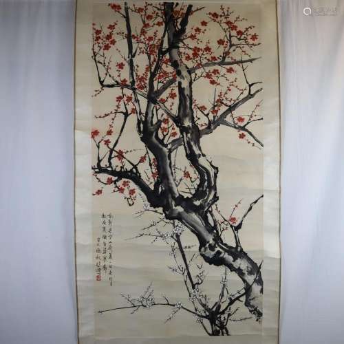 plum blossoms, ink color on paper, marked 