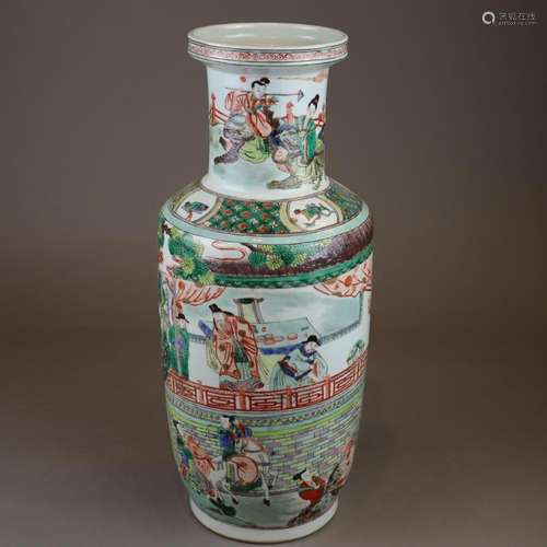 Famille verte rouleau vase - porcelain, fine paint…