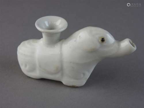 A Chinese export porcelain blanc de chine elephant candlestick holder, Qing dynasty, 18th century,