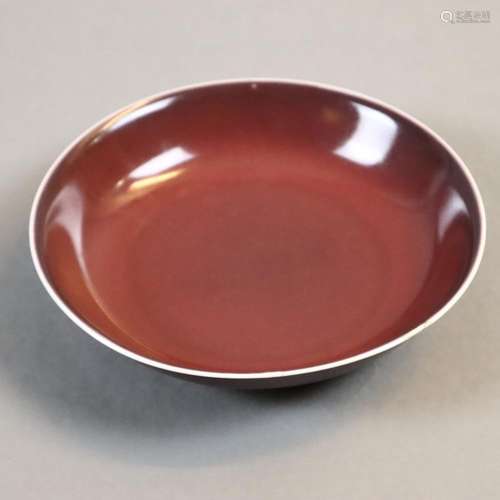 A Red-Glazed Plate - China, Qing dynasty, Qianlong…