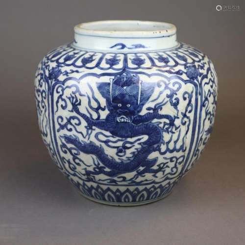 A Blue and White Jar - China, Ming dynasty, Wanli …