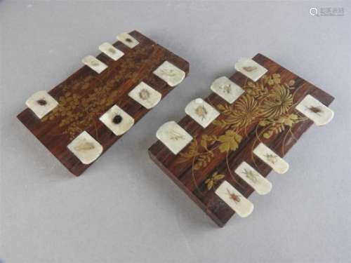 Two Japanese rosewood ivory and inlaid whist counters, Meiji period, late 19 th century, each of
