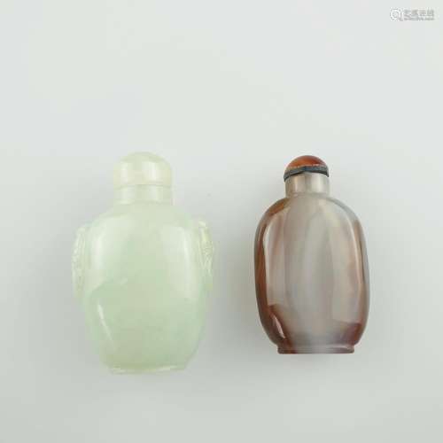 Zwei Snuffbottles - China 20. Jh., Achat bzw. sela…