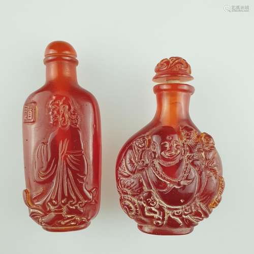 Zwei Snuffbottles aus Pekingglas– China, rot durch…