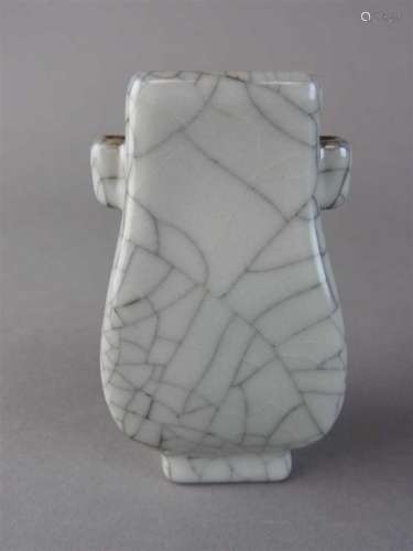 A Chinese crackle glaze hu vase, of sectional baluster form with an all over crackle glaze pattern