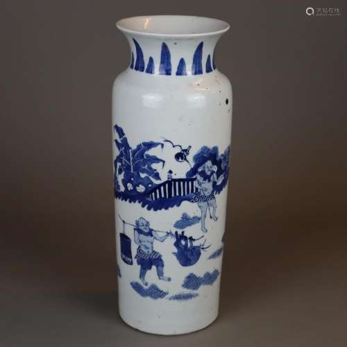 Rouleauvase - China, porcelain with blue and white…