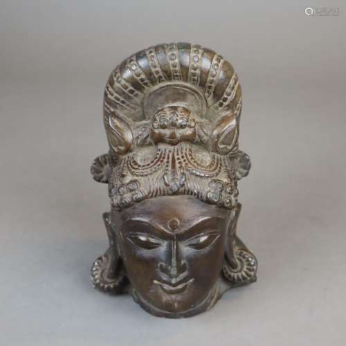 Kleiner Kopf eines Bodhisattva - Steinskulptur, In…