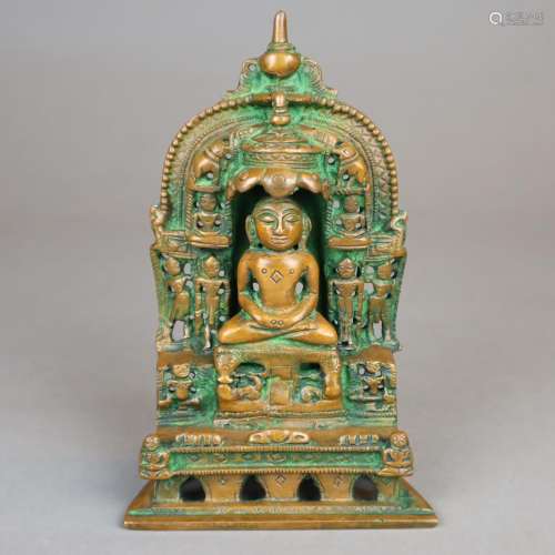 Kleiner Altar mit Jain-Gottheit Tirthankara - Kupf…