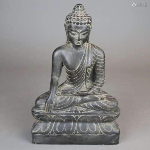 Buddha Shakyamuni - Stone sculpture, India, in med…