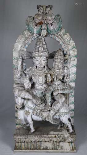 Massives Tempelrelief mit Uma-Maheshvara-Motiv - h…
