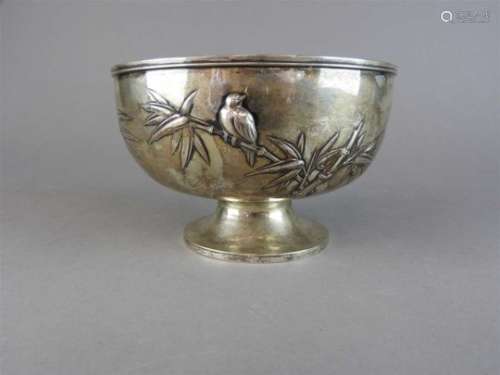 A Chinese silver pedestal bowl