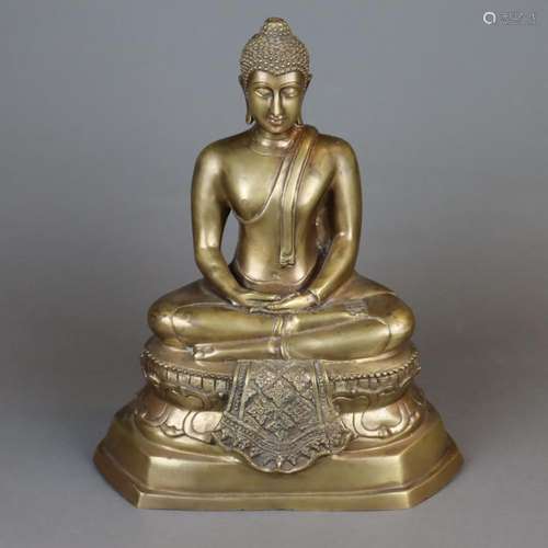 Buddha Shakyamuni - Thailand 20. Jh., Gelbbronze, …