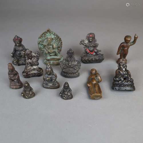 Konvolut Bronzefiguren - Nepal/Indien, u.a. Buddha…