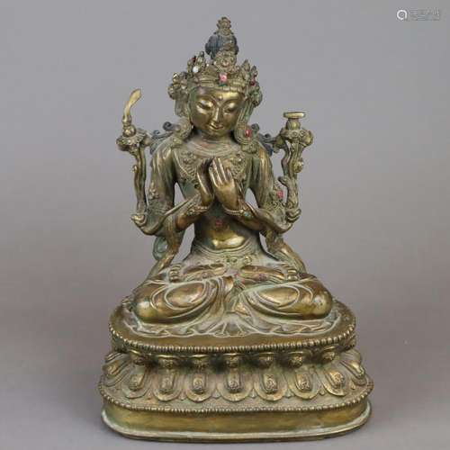 A Gilt-Copper Statue of Manjushri - Sinotibetan, …