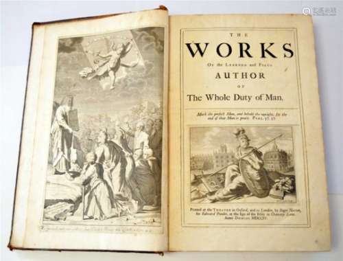 ALLESTREE, Richard, Works, folio, Oxord 1704, 2 parts in 1 vol. Contemp. panelled calf