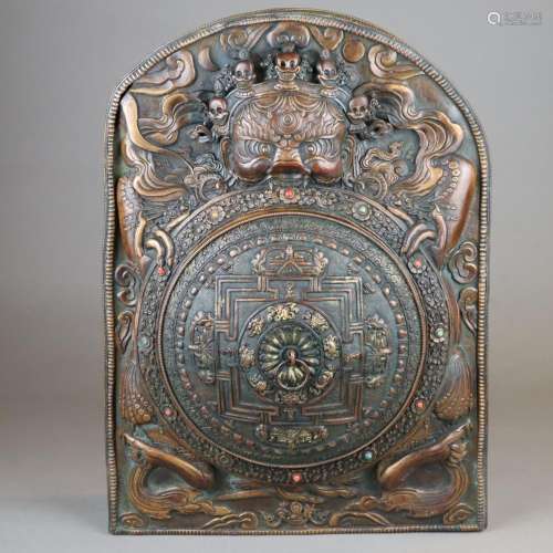 A Large Tibetan Copper Gau Amulet Box - Tibet, det…