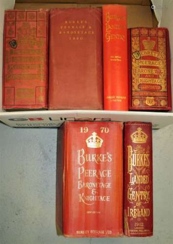 BURKE'S LANDED GENTRY OF IRELAND, 1912. Binding broken and loose. With other peerage books (6) (