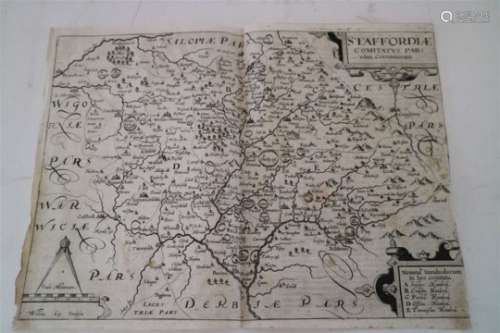 KIP, William, Map of Staffordshire, 1607. Latin text to verso
