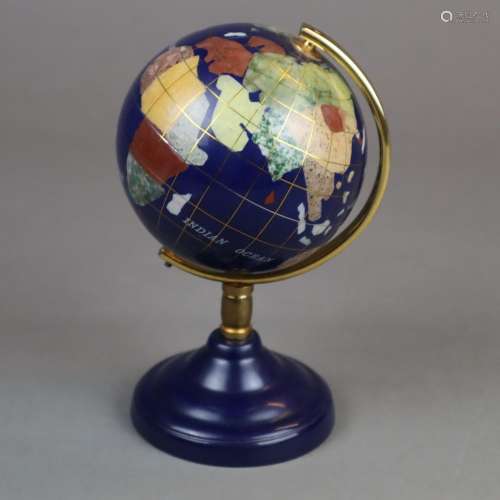 Globus mit Steinintarsien - Kunstmasse/ Halbedelst…