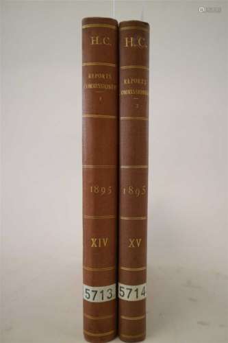 ROYAL COMMISSION ON THE AGED POOR. Folio, 3 vols bound in 2, 1895. Red buckram gilt, top edge