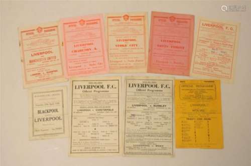 LIVERPOOL FOOTBALL PROGRAMMES. Liverpool v Chesterfield, War Cup, April 1945; v Burnley 1945 - 6;