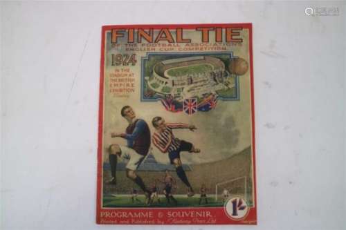 FA CUP FINAL PROGRAMME 1924, Aston Villa v Newcastle United. Facsimile colour covers, professional