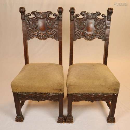 Paar Stühle im Renaissance Stil - Eiche, Schnitzwe…