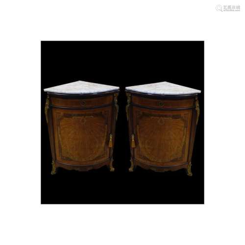 Pair of Antique French Corner Cabinets