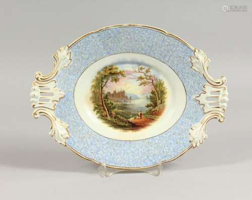 A TWO-HANDLED OVAL DISH, 