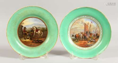 A PAIR OF PLATES After WOUWERMAN.  7ins diameter.