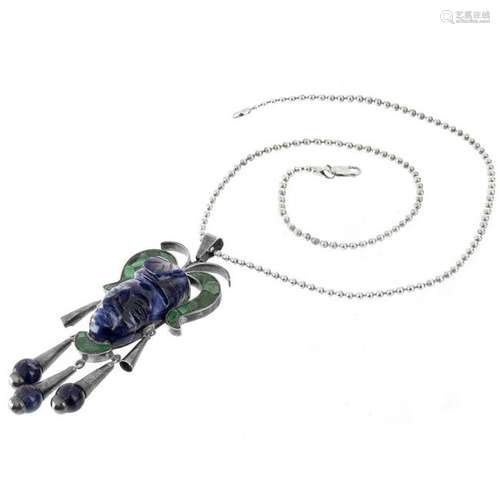 Mexican ACL Silver, Lapis and Malachite Pendant