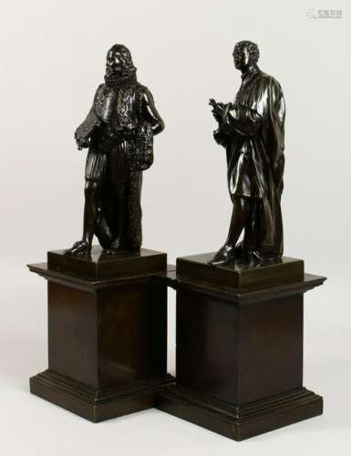 A GOOD PAIR OF 19TH CENTURY BRONZE FIGURES, well cast,