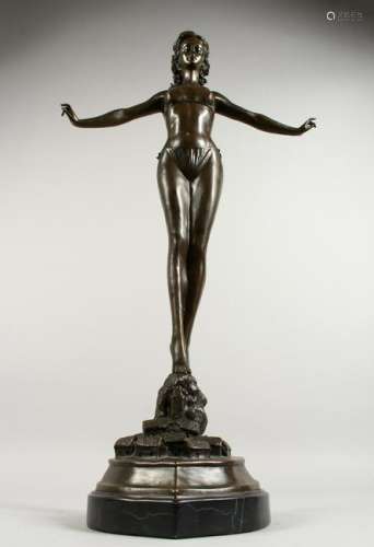 JULES JOUANE  A 20TH CENTURY BRONZE OF A STANDING