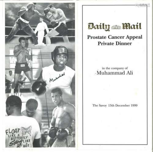 MUHAMMAD ALI, a signed menu from the Daily Mail